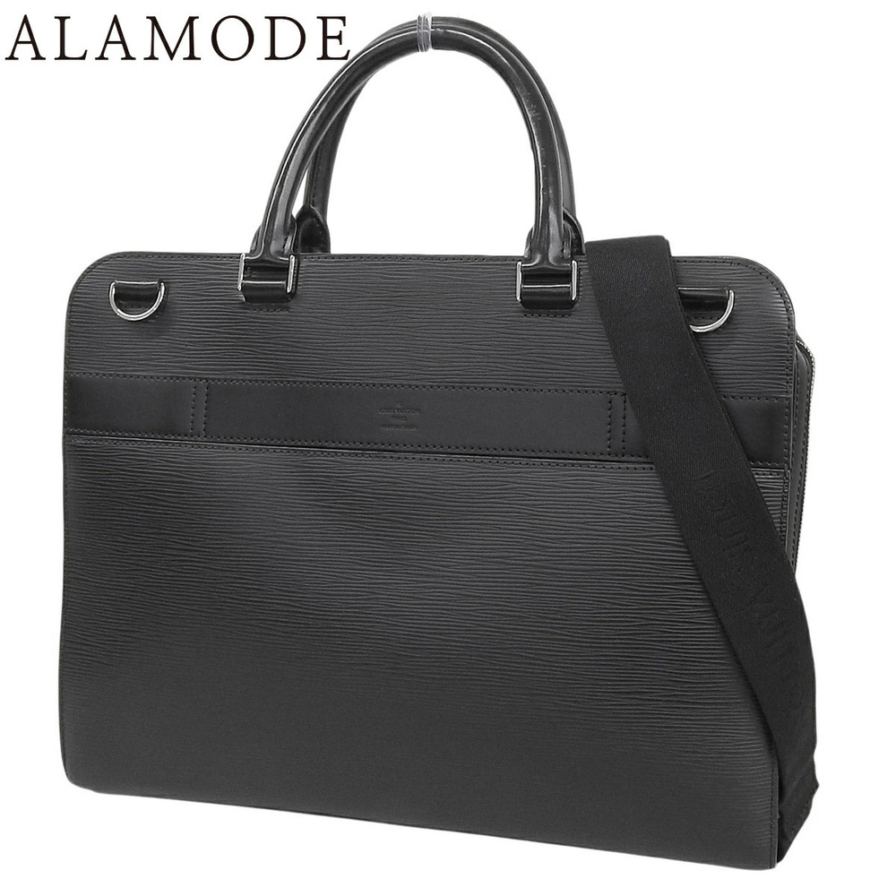 Louis Vuitton Epi Bassano Business Briefcase Leather Shoulder Bag Noir Black